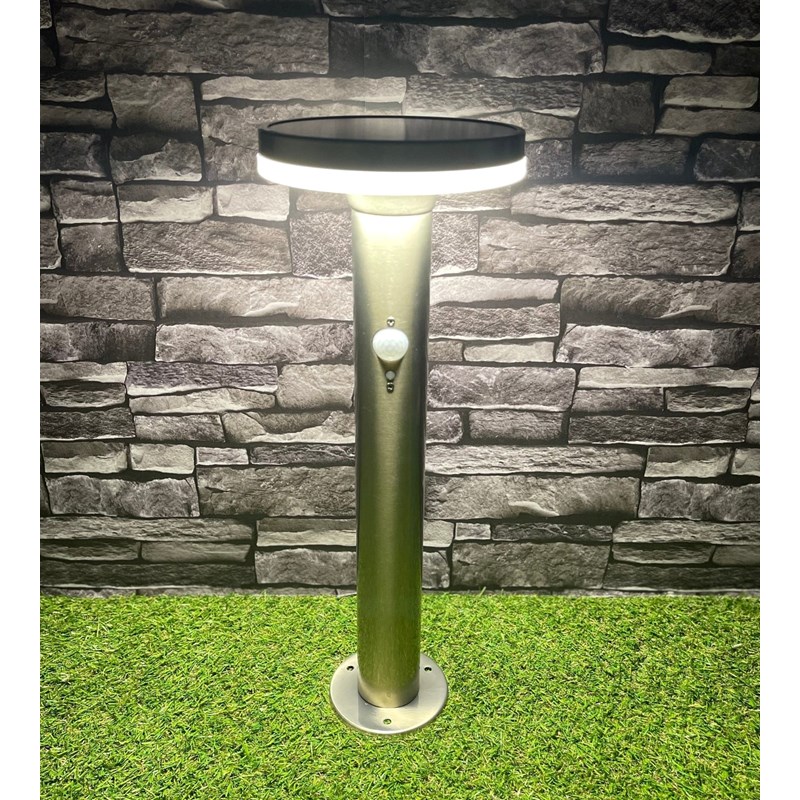 Borne extérieure solaire living avec détecteur de mouvements 45cm inox