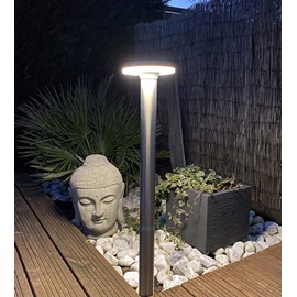 Borne extérieure solaire living avec détecteur de mouvements 85cm inox