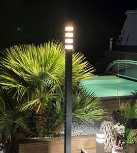 Lampadaire extérieur pyramide 2m noir
