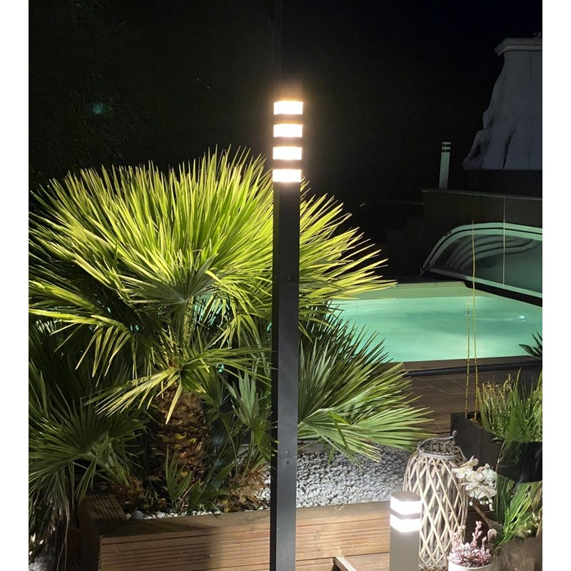 Lampadaire extérieur pyramide 2m noir
