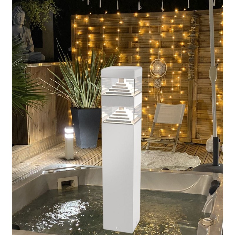 Lumihome - Borne extérieure pyramide piscine 40cm blanc