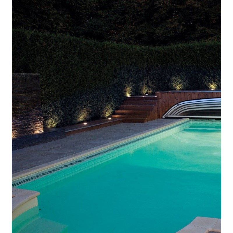 Spot encastrable leds integrées abords piscine blanc chaud diamètre 10cm