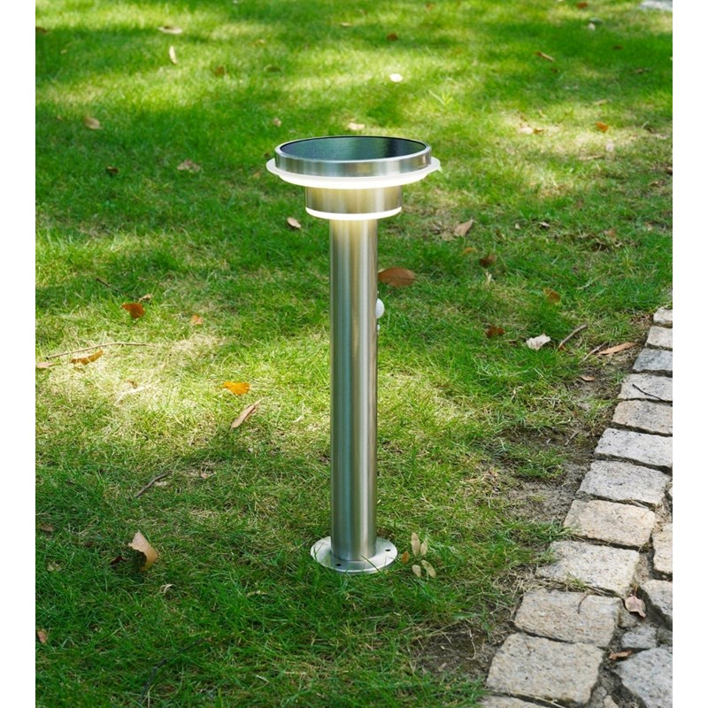 Borne extérieure solaire genova avec détecteur de mouvements inox