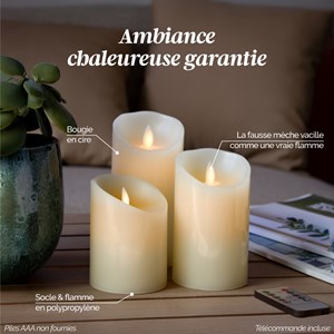 Lot de 3 bougies à led