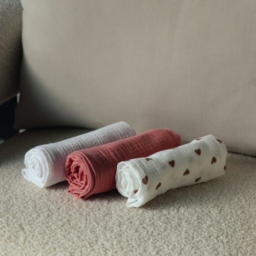 Monsieur Bébé - Lot de 3 langes - 30 x 30 cm