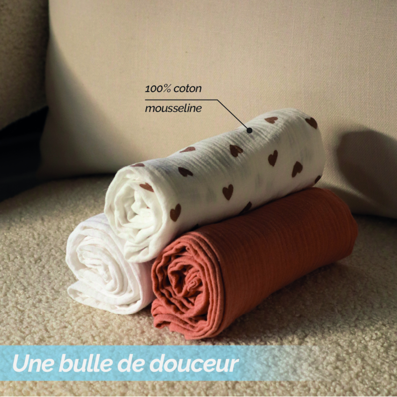 Lot de 3 langes - 30 x 30 cm (Monsieur Bébé) - Image 2