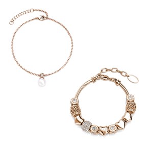 Calendrier de l'avent 13 bijoux et 11 perles - or rosé et argenté