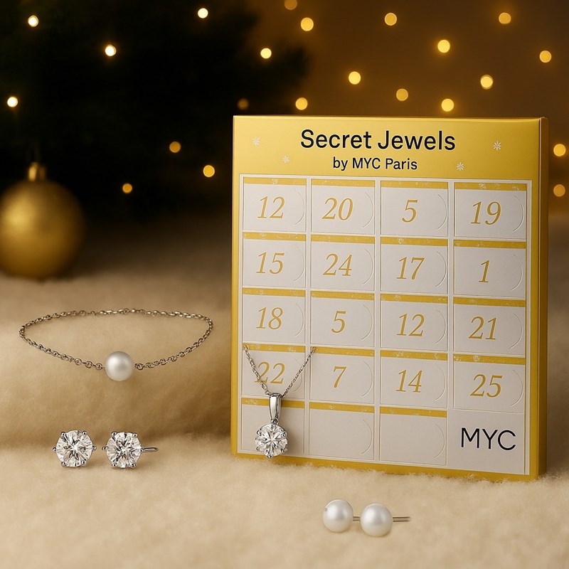 Calendrier de l'avent 13 bijoux et 11 perles - argenté et cristal