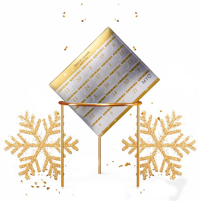 Calendrier de l'avent 24 bijoux surprises - doré et cristal