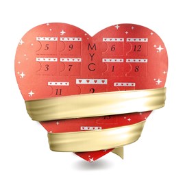 Calendrier de l'avent coffret coeur 14 bijoux - doré et cristal