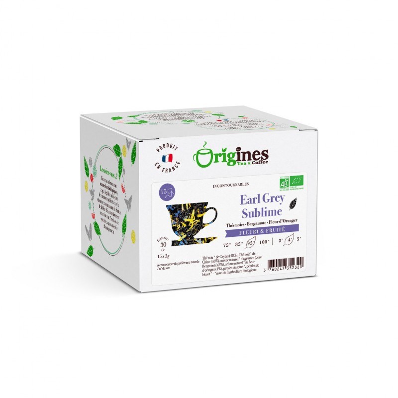Earl grey sublime bio - thé noir bergamote - infusettes 15x2g