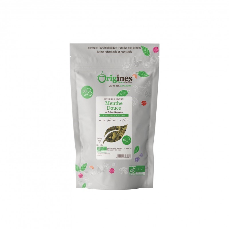 Menthe douce - infusion bio plante naturelle - infusettes 50x1,2g
