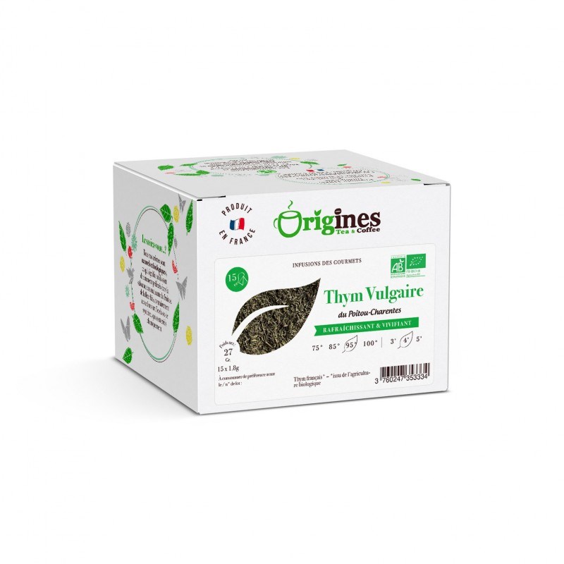 Thym - infusion bio plante naturelle - infusettes 15x1.8g