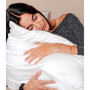 Taie d'oreiller en soie noir blanc 51x76