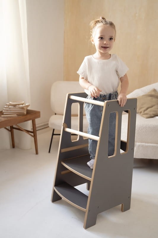 Tour d'apprentissage montessori little - gris-fonce