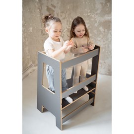 Tour d'apprentissage double montessori - gris-fonce