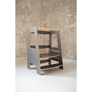 Tour d'apprentissage double montessori - gris-fonce