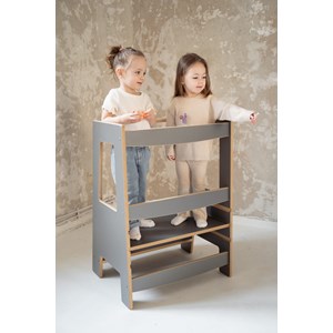 Tour d'apprentissage double montessori - gris-fonce