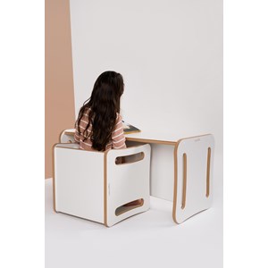 Table et chaise biggy 2 en 1 pour enfant - blanc