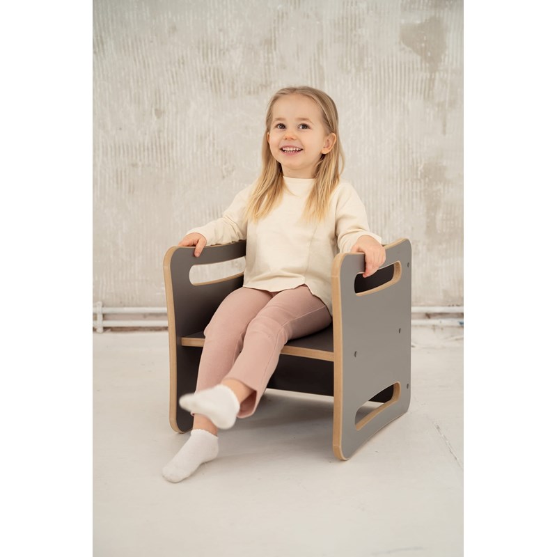 Table et chaise biggy 2 en 1 pour enfant - gris foncé