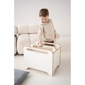 Coffre à jouets et livres sur roulettes big-box - blanc