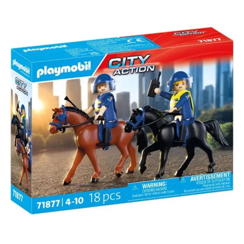 2 policiers cavaliers leurs chevaux