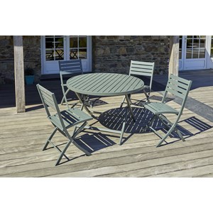 Ensemble repas de jardin 4 places en aluminium vert