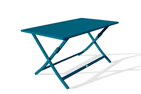 Table de jardin pliante en aluminium bleu canard