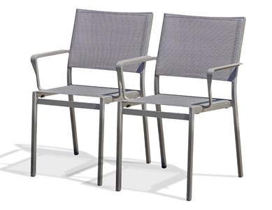 Lot de 2 fauteuils de jardin en aluminium et toile plastifiéee