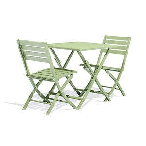 Ensemble repas de jardin 2 places en aluminium vert lagune