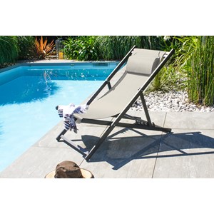 Lot de 2 chiliennes de jardin en toile et aluminium