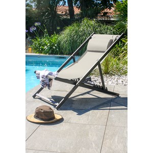 Lot de 2 chiliennes de jardin en toile et aluminium