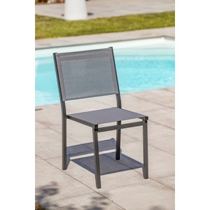 Lot de 2 chaises de jardin en alu et toile plastifiéee