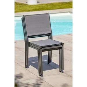 Lot de 2 chaises de jardin en alu et toile plastifiéee