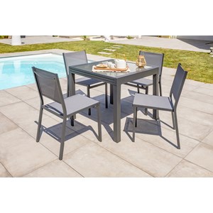 Lot de 2 chaises de jardin en alu et toile plastifiéee