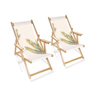 Lot de 2 chiliennes de jardin en bois d'eucalyptus motif feuille