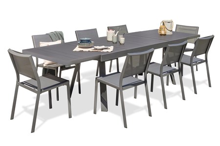 Ensemble repas de jardin 8 places en aluminium