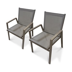 Lot de 2 fauteuils de jardin empilables en aluminium
