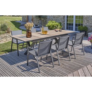Ensemble repas de jardin 6 places en aluminium