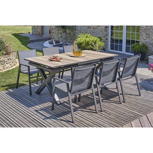 Ensemble repas de jardin 6 places en aluminium