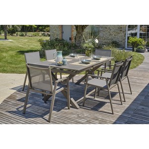 Ensemble repas de jardin 6 places en aluminium