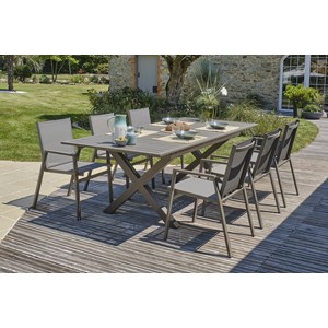 Ensemble repas de jardin 6 places en aluminium