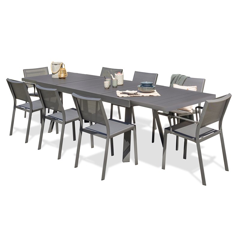 Ensemble repas de jardin 8 places en aluminium