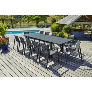 Ensemble repas de jardin 12 places en aluminium