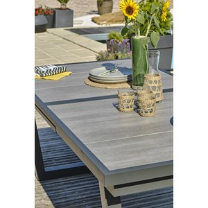 Table de jardin 10 places en aluminium et plateau céramique