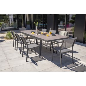 Ensemble repas de jardin 8 places en céramique sur verre