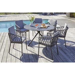 Ensemble repas de jardin 6 places en aluminium