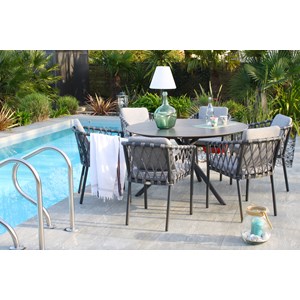 Ensemble repas de jardin 6 places en aluminium
