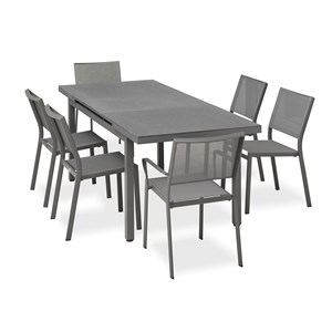 Ensemble repas de jardin 6 places en aluminium