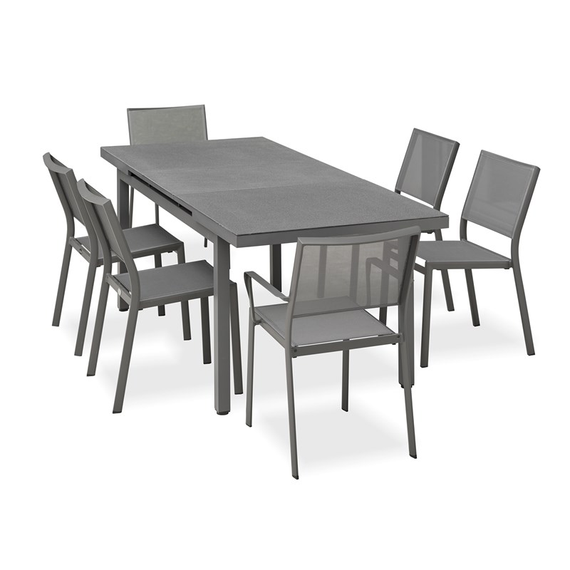 Ensemble repas de jardin 6 places en aluminium